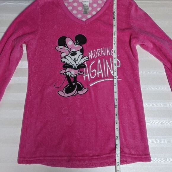 Disney Minnie PJ Top Fleece Morning Sleepwear Embroidered Pink XS (0-2) - Picture 7 of 12